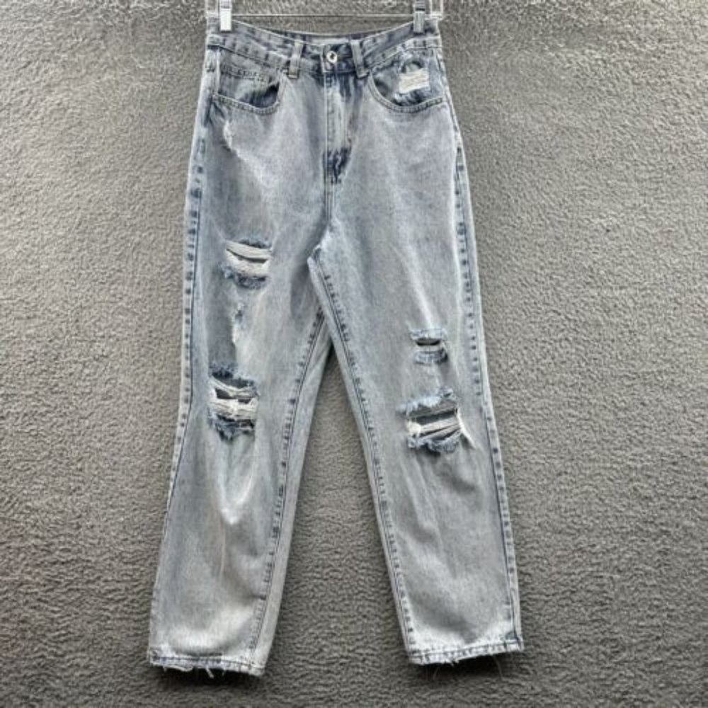 Cotton:On Jeans Women's 4 Blue Light Wash‎ Distressed Denim Jeans Ladies 4